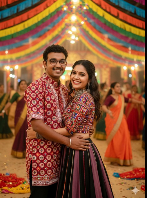 Navaratri photoshoot gemini ai image editing prompts COUPLE 107